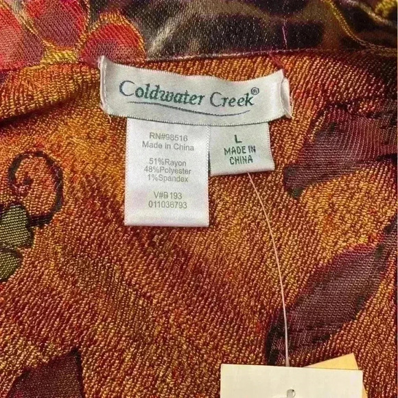 Coldwater Creek Animal Rose Shimmer Floral Print Reversible Jacket Size L Boho - Picture 13 of 16